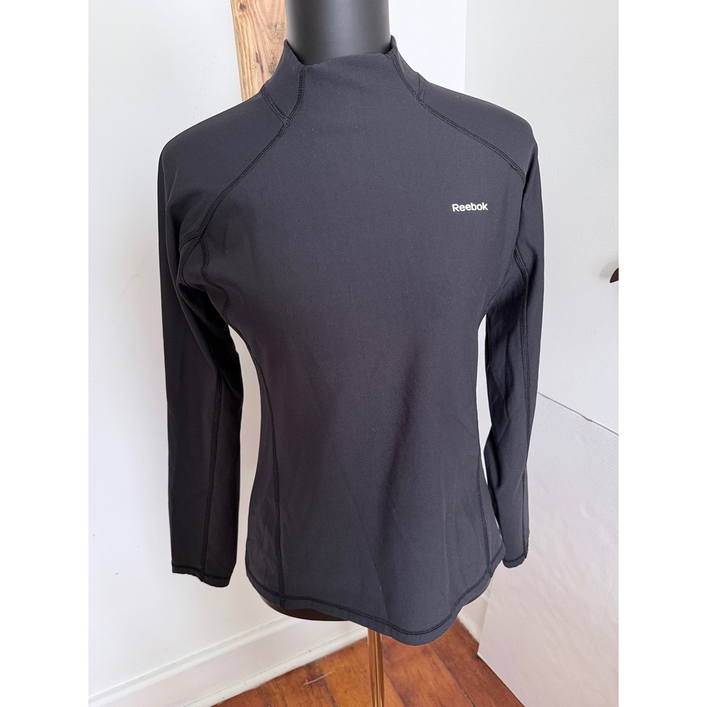 Reebok Black Long Sleeve Compression Mock Neck Athletic Top Size M